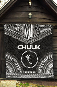 Chuuk Premium Quilt - Chuuk Flag Polynesian Chief Black Version - Polynesian Pride