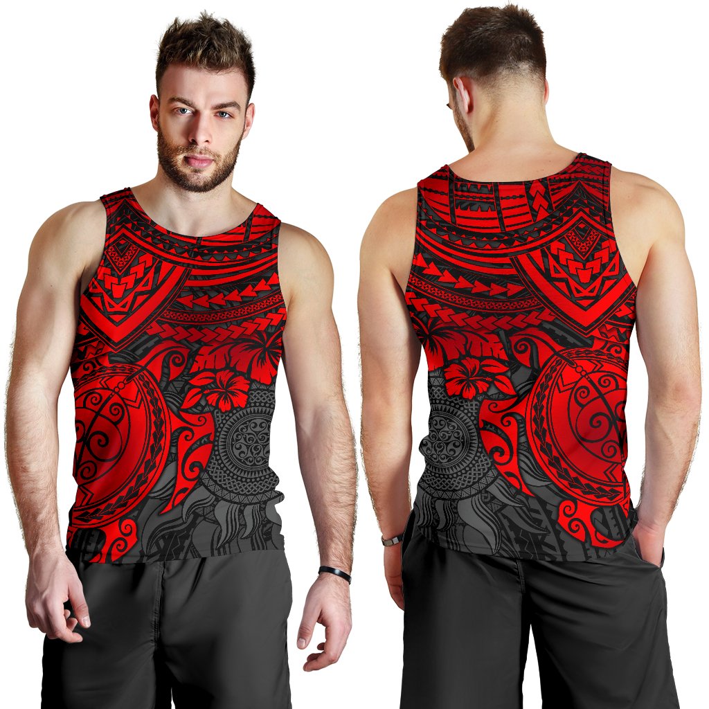 Polynesian Tank Top (Men) - Polynesian Red Turtle - Polynesian Pride