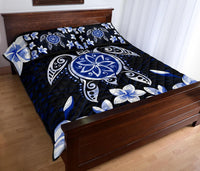 Hawaiian Icon Blue Turtle Plumeria Quilt Bed Set - Polynesian Pride
