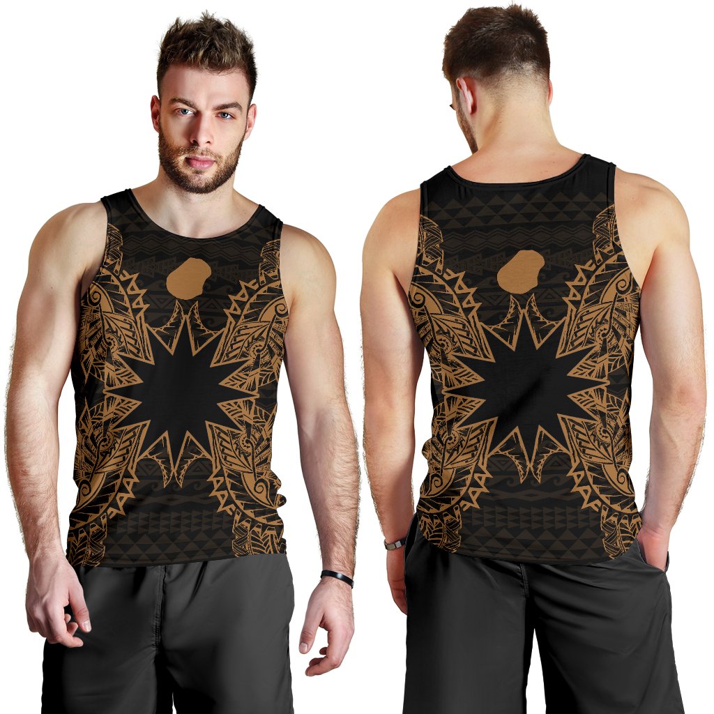 Nauru Polynesian Men Tank Top Map Gold - Polynesian Pride