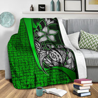 Pohnpei Micronesia Premium Blanket Green - Turtle With Hook - Polynesian Pride