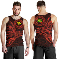 Hawaii Tank Top Polynesian Kanaka Map Hawaiian Men's Tank Top - Orange - TT Style Orange - Polynesian Pride