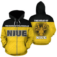Niue All Over Zip up Hoodie Polynesian Uga Unisex Black - Polynesian Pride