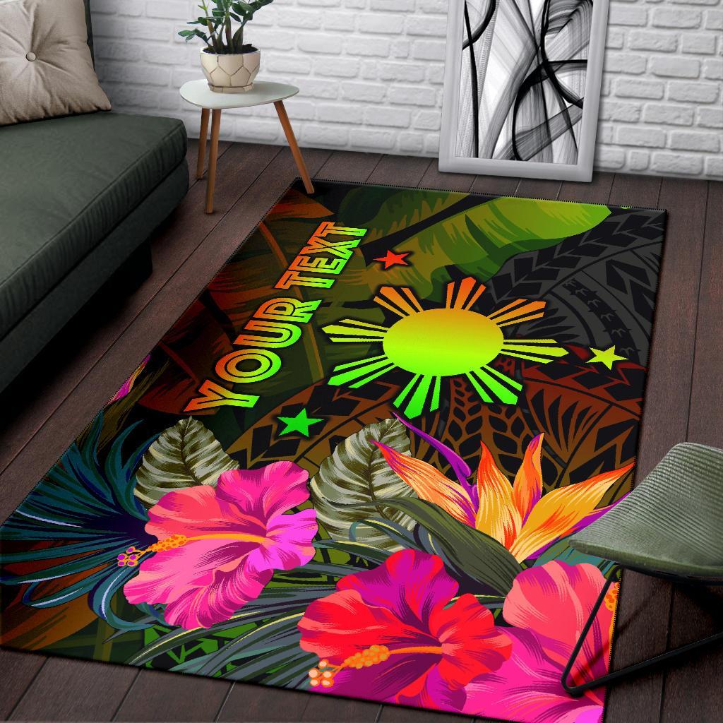 The Philippines Polynesian Personalised Area Rug - Hibiscus and Banana Leaves - Polynesian Pride