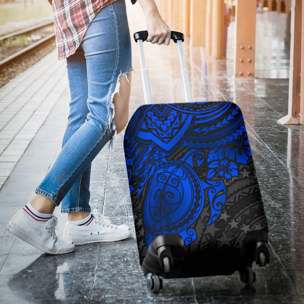 Cook Islands Polynesian Luggage Covers - Blue Turtle - Polynesian Pride