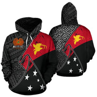Papua New Guinea Pullover Hoodie Papua New Guinea Flag Coat of Arms Grunge Special Unisex Black - Polynesian Pride