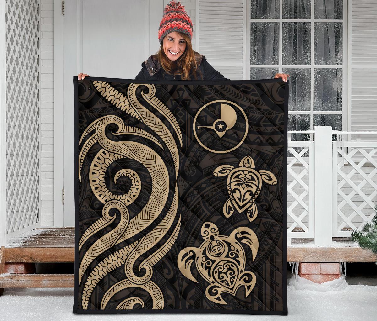 Yap Micronesian Premium Quilt - Gold Tentacle Turtle - Polynesian Pride