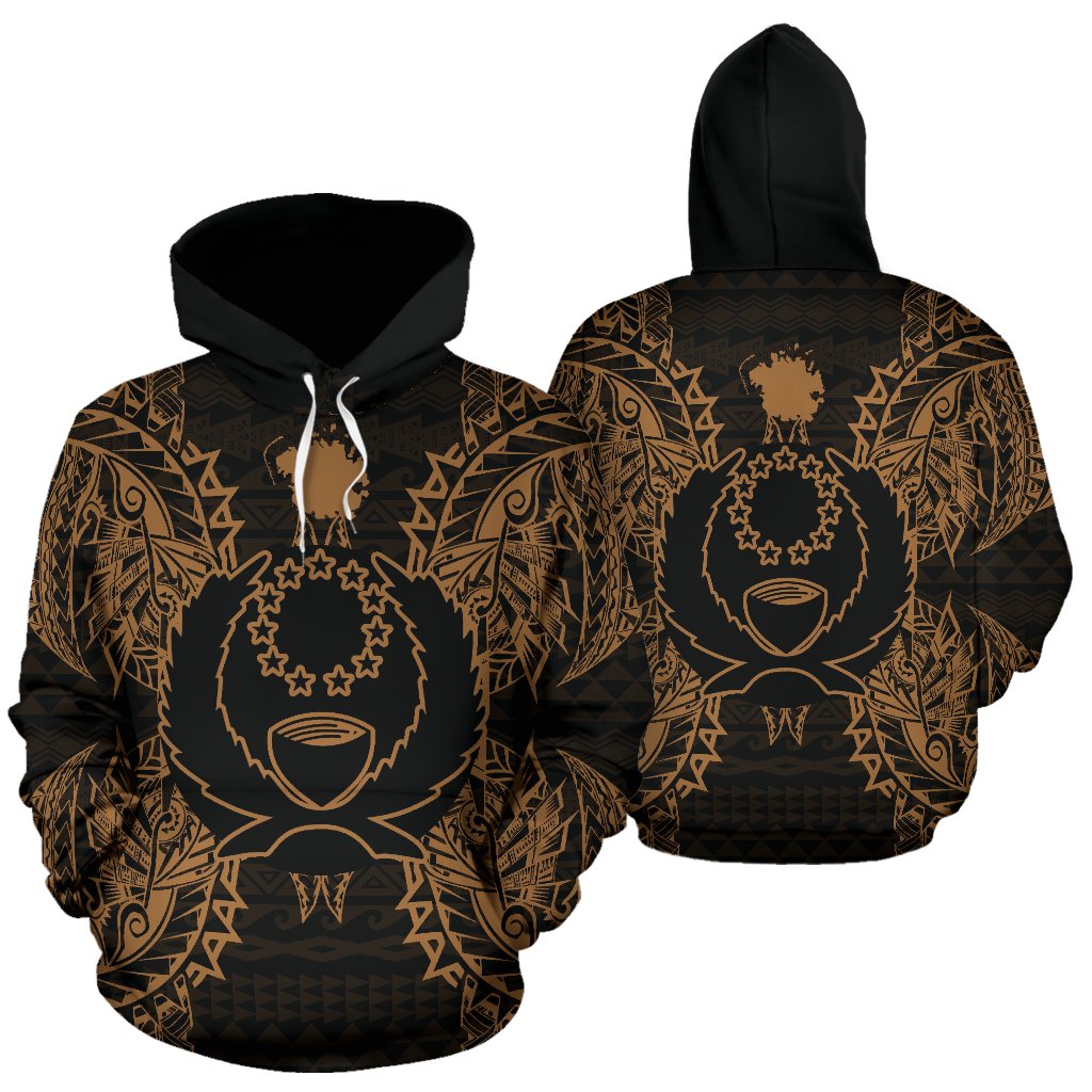 Pohnpei Polynesian ll Over Hoodie Map Gold Unisex Gold - Polynesian Pride
