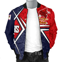 American Samoa Men's Bomber Jacket - AS Flag with Polynesian Patterns - Polynesian Pride