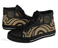 Palau High Top Canvas Shoes - Gold Tentacle Turtle - Polynesian Pride