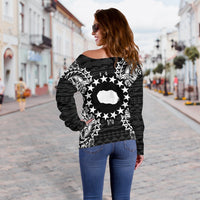 Cook Islands Polynesian Shoulder Sweater Map Black - Polynesian Pride
