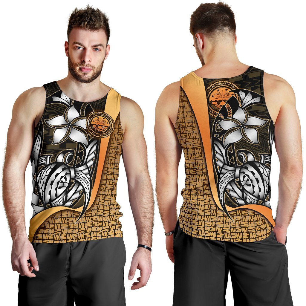 Federated States of Micronesia Men's Tank Top Gold - Turtle With Hook Gold - Polynesian Pride