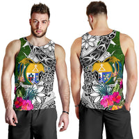 Nauru Custom Personalised Men's Tank Top White - Turtle Plumeria Banana Leaf Crest - Polynesian Pride