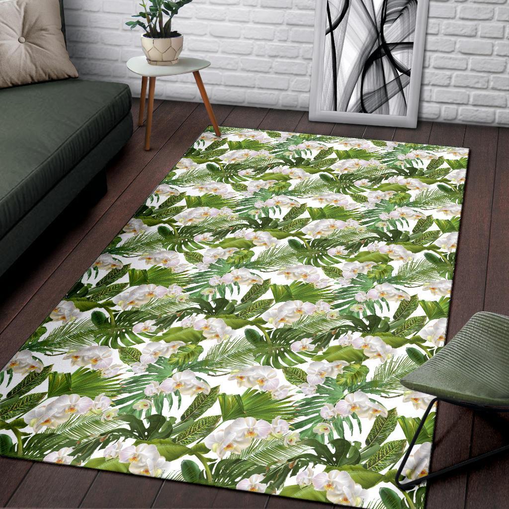 Tropical Plumeria White Rug - Polynesian Pride