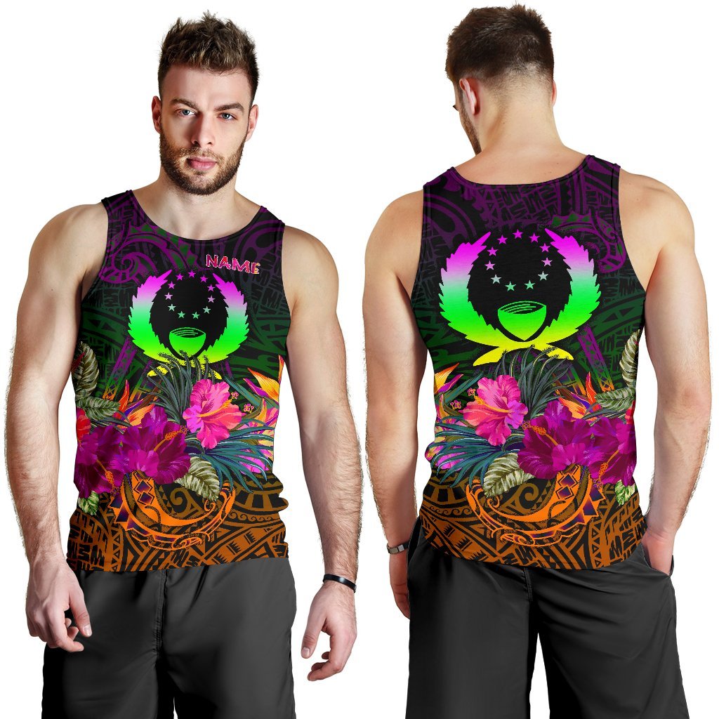Pohnpei Personalised Men's Tank Top - Summer Hibiscus - Polynesian Pride