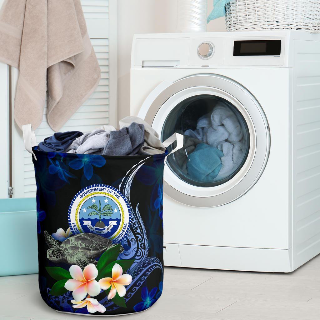 Federated States of Micronesia Laundry Basket - Turtle With Plumeria Flowers - Polynesian Pride