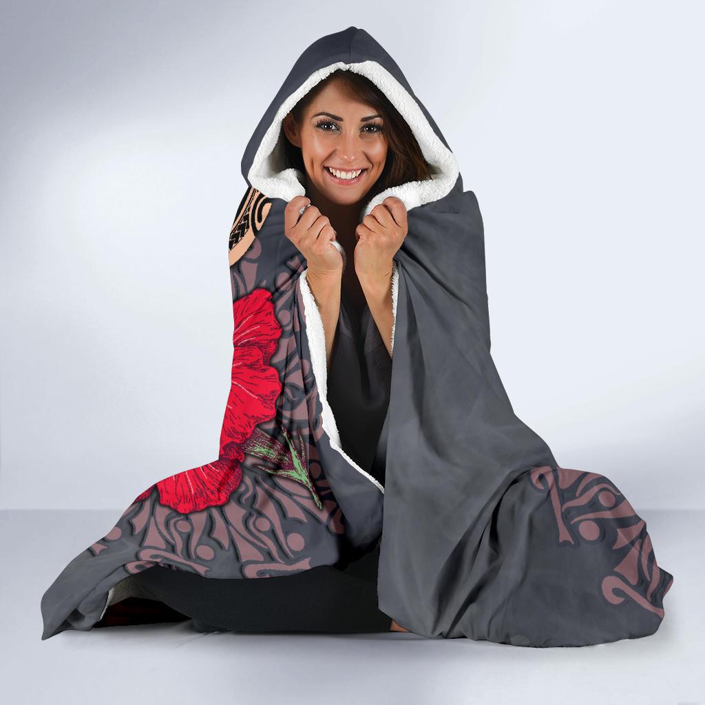 Hawaii Turtle Hibiscus Polynesian Hooded Blanket - Khoi Style - AH - Polynesian Pride