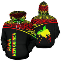 Papua New Guinea Polynesian ll Over Hoodie Reggae Curve Unisex Black - Reggae - Polynesian Pride