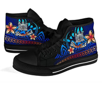 Fiji Custom Personalised High Top Shoes Blue - Vintage Tribal Mountain Crest - Polynesian Pride