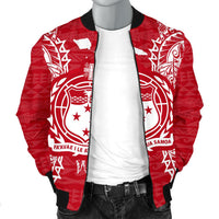 Samoa Polynesian Men's Bomber Jacket Map Red White - Polynesian Pride