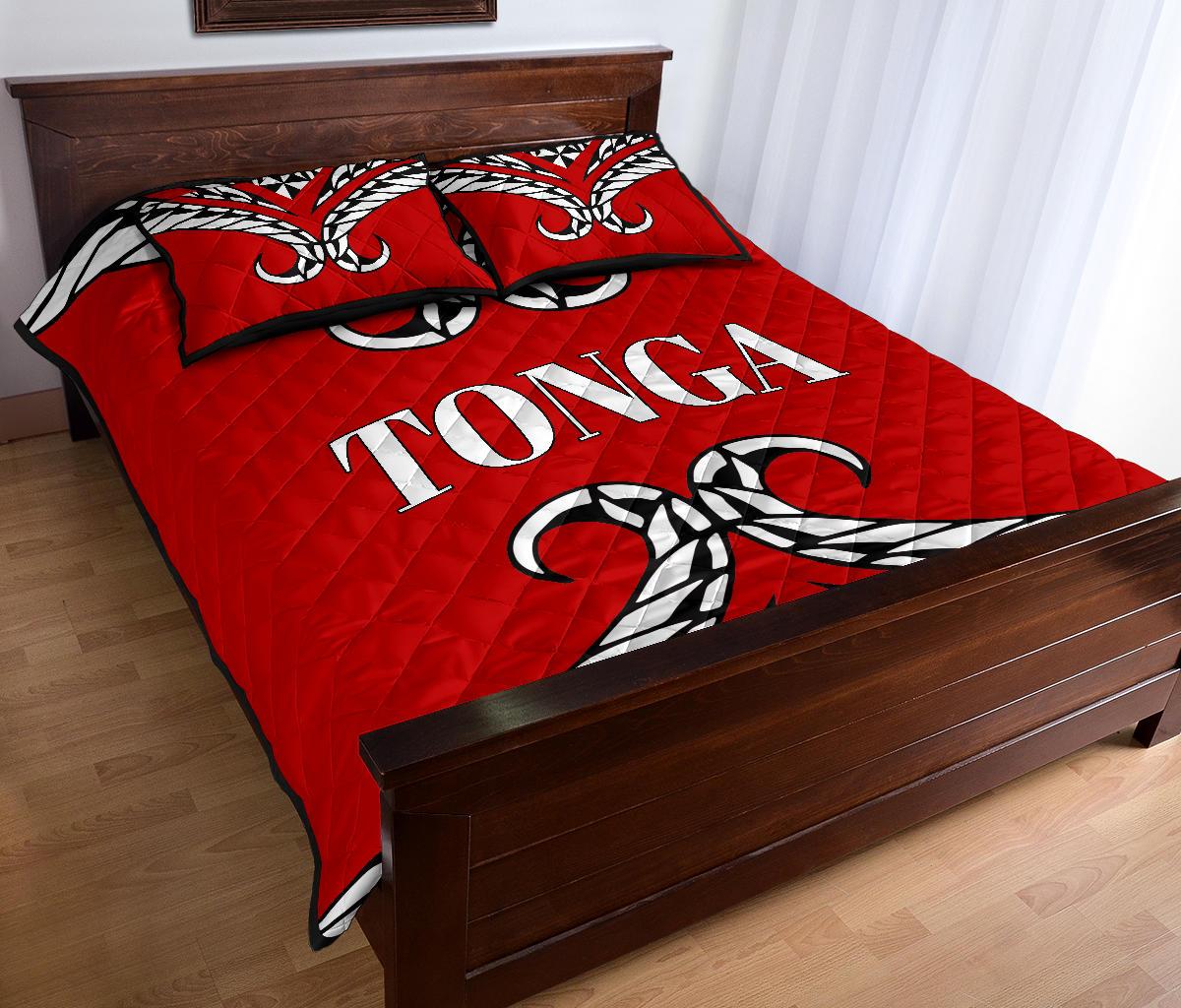 Tonga Quilt Bed Set - Tonga Tribal - Red Version - Polynesian Pride