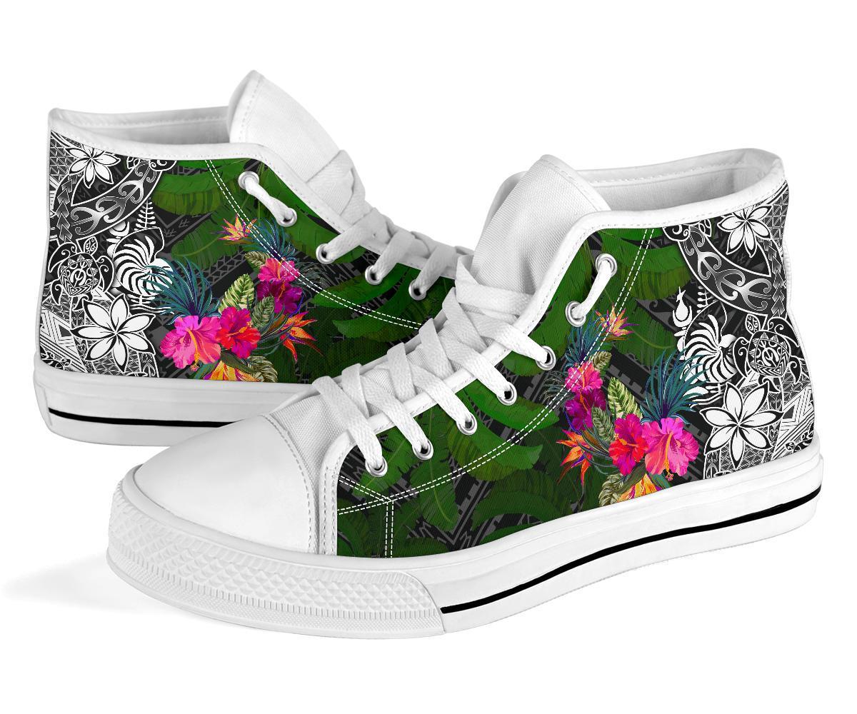 New Caledonia High Top Shoes - Turtle Plumeria Banana Leaf Crest - Polynesian Pride