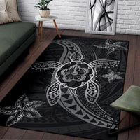 Kanaka Map Hibiscus Plumeria Turtle Art Polynesian Area Rug Gray AH - Polynesian Pride