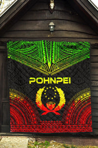 Pohnpei Premium Quilt - Pohnpie Flag Polynesian Chief Reggae Version - Polynesian Pride