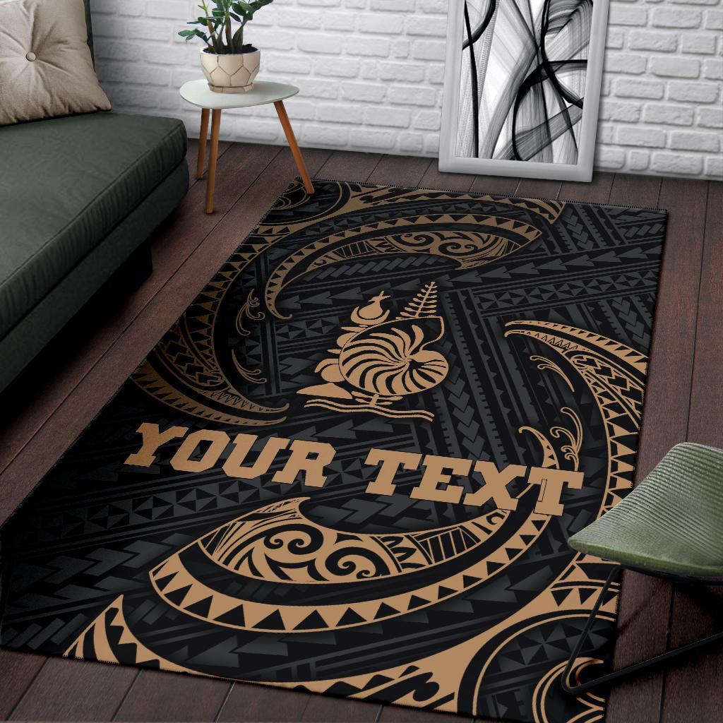 New Caledonia Polynesian Custom Personalised Area Rug - Gold Tribal Wave - Polynesian Pride