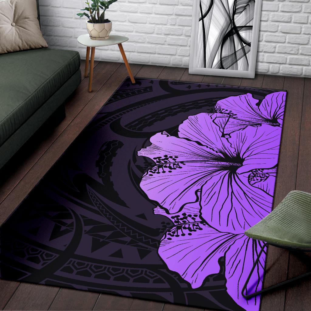 Royal Hibiscus Polynesian Tribal Area Rug Violet AH - Polynesian Pride