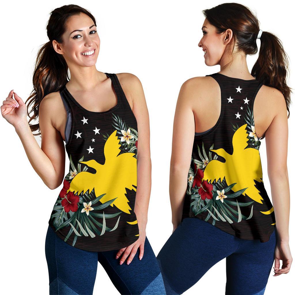 Papua New Guinea Hibiscus Women's Racerback Tank A02 Black - Polynesian Pride
