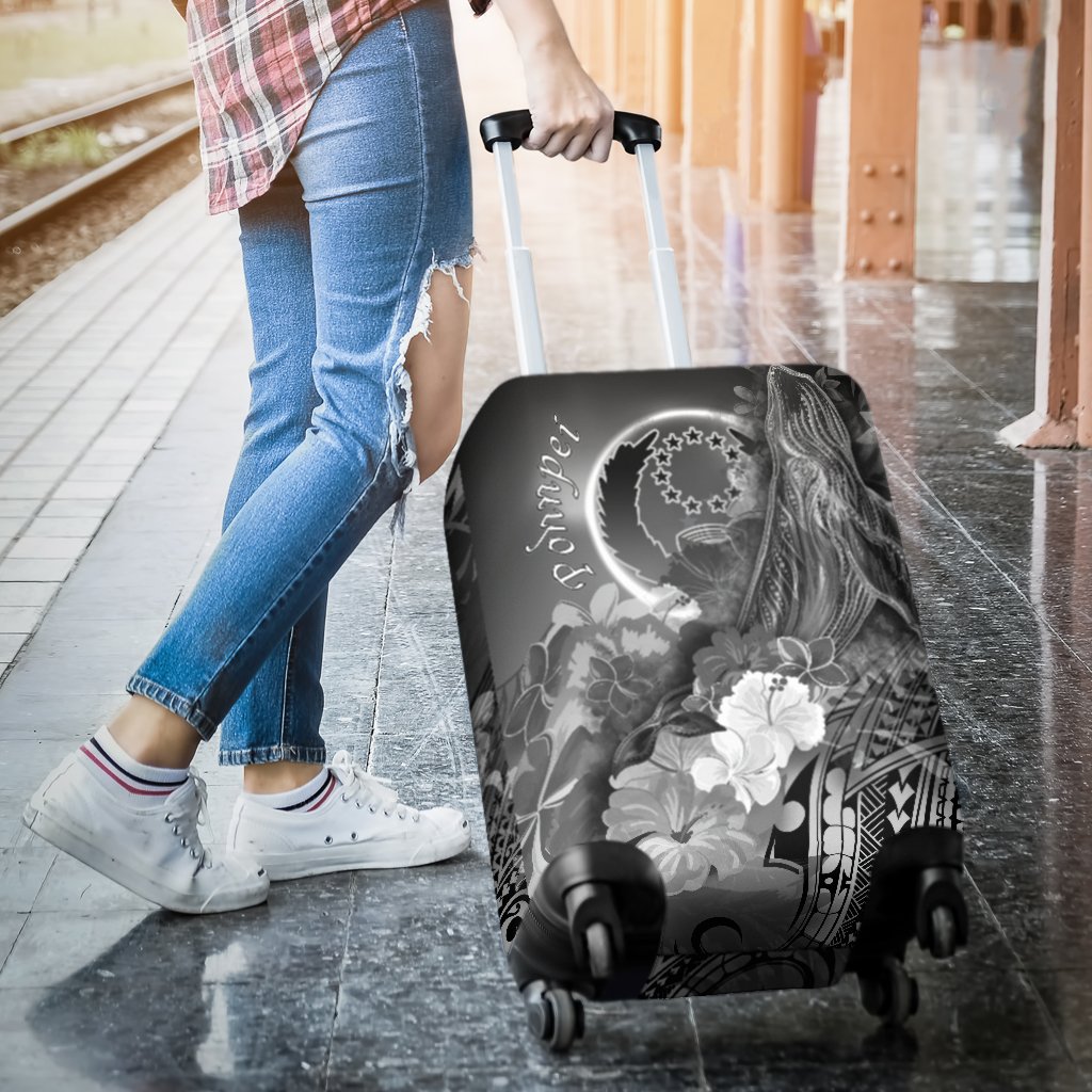 Pohnpei Luggage Covers - Humpback Whale with Tropical Flowers (White) - Polynesian Pride