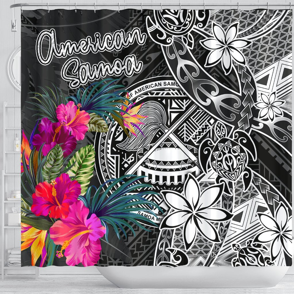 American Samoa Shower Curtain - Turtle Floral - Polynesian Pride