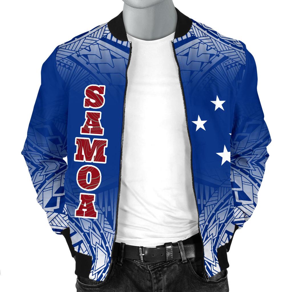 Samoa Men's Bomber Jacket - Polynesian Fog Blue - Polynesian Pride