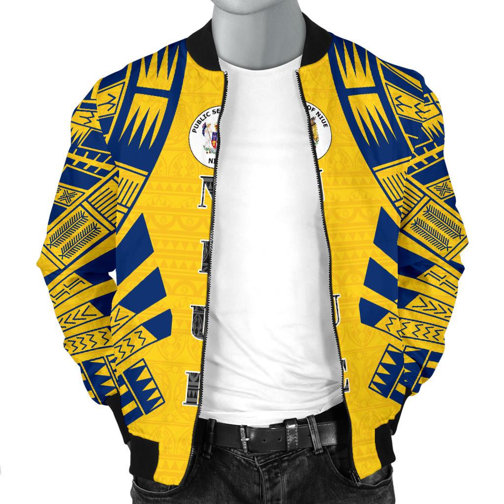 Niue Men Bomber Jackets - Polynesian Tattoo Flag - Polynesian Pride