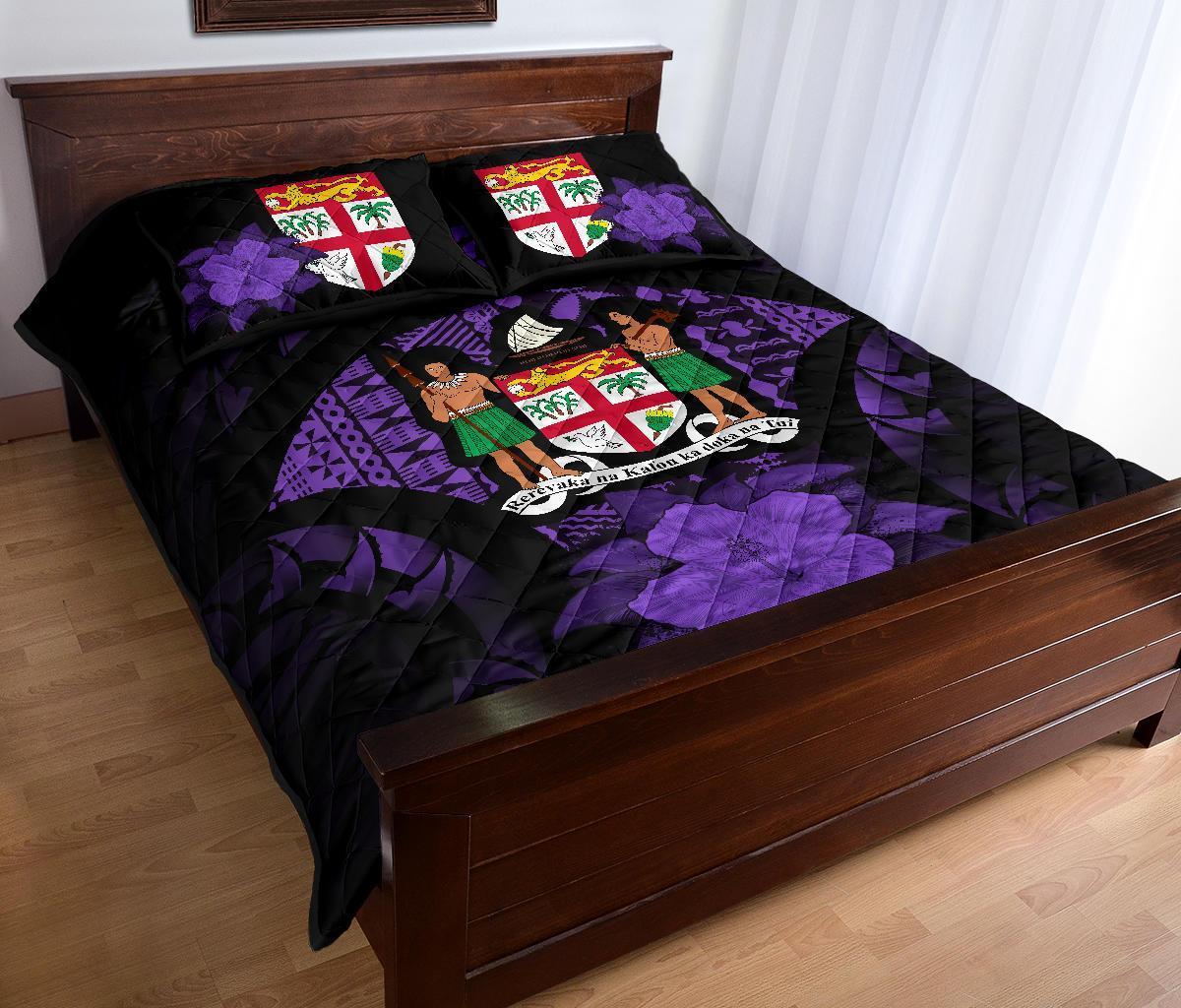 Fiji Polynesian Quilt Bed Set Hibiscus Purple - Polynesian Pride