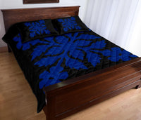 Hawaiian Quilt Bed Set Royal Pattern - Black And Blue - B2 Style - Polynesian Pride