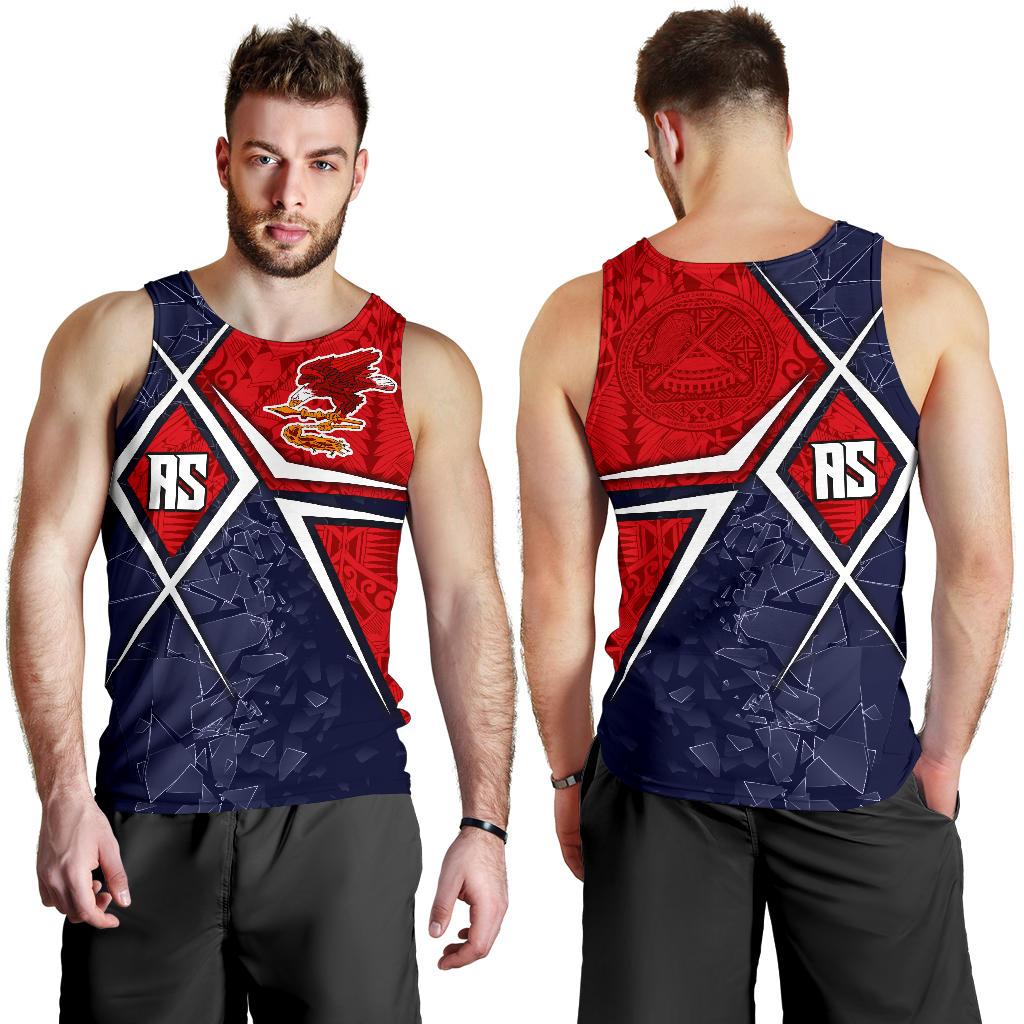 American Samoa Men's Tank Top - AS Flag with Polynesian Patterns - Polynesian Pride