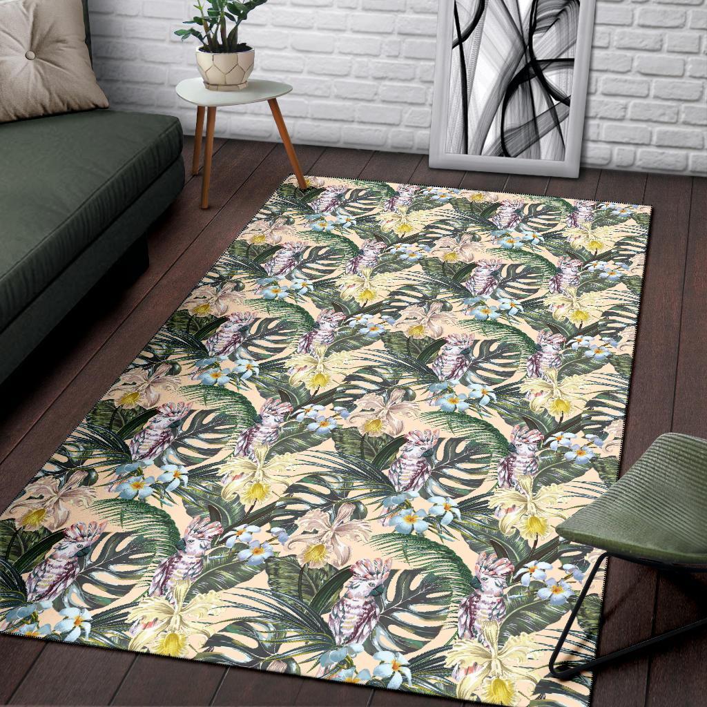 Tropical Jungle Parrots And Flamingos Rug - Polynesian Pride