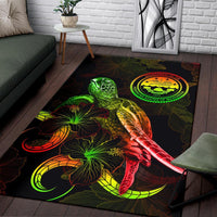 Federated States of Micronesia Polynesian Area Rugs - Turtle With Blooming Hibiscus Reggae - Polynesian Pride