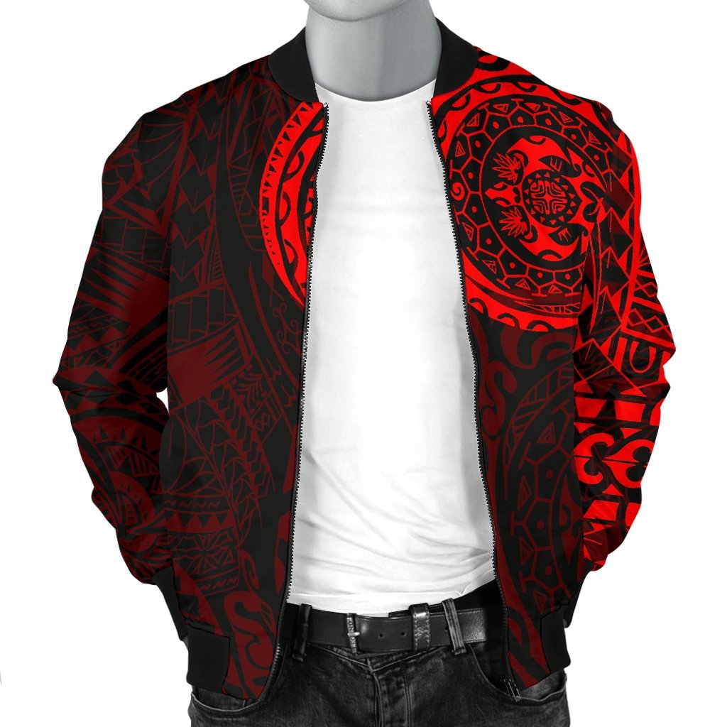 Polynesian Tattoo Style Men's Bomber Jacket Red - Polynesian Pride