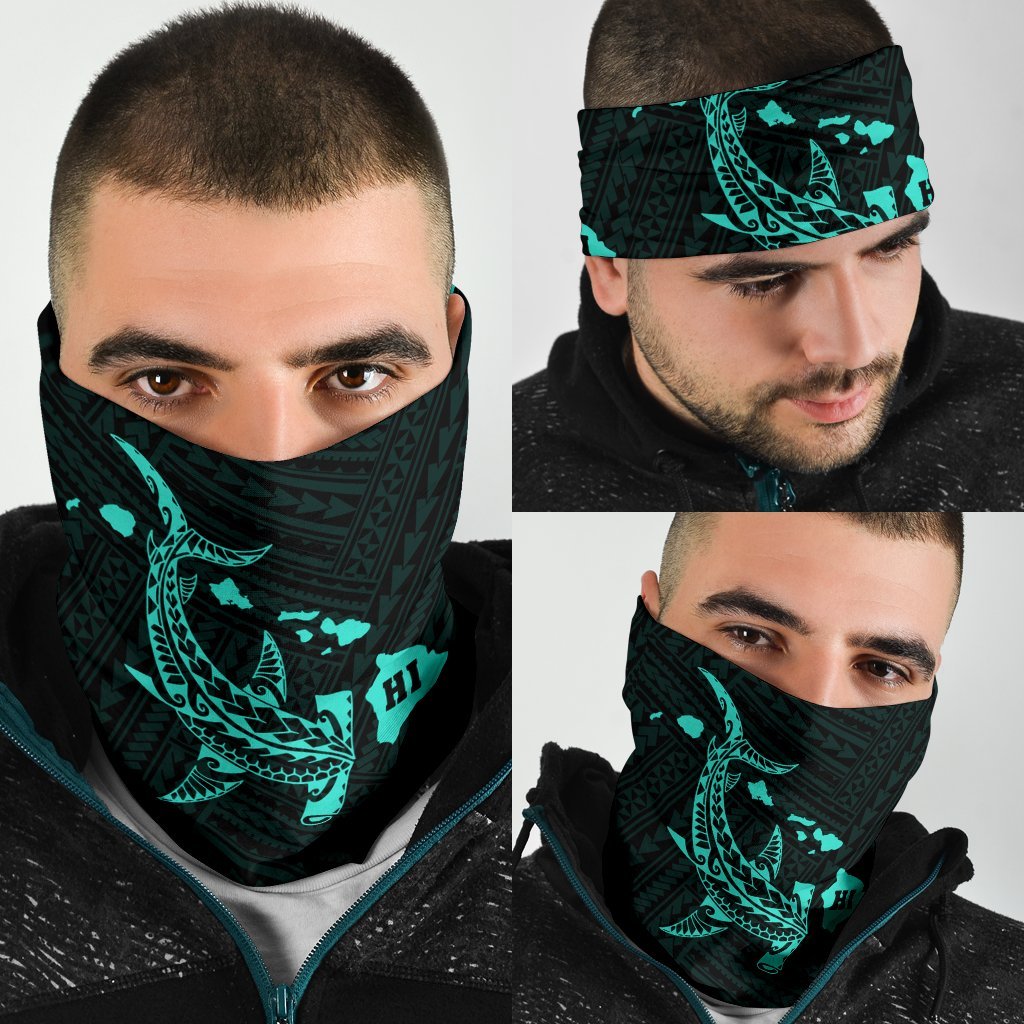Hawaii Kakau Polynesian Hammerhead Shark Bandana 3 - Pack - Turquoise - Polynesian Pride