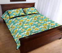 Tropical Plumeria Blue Quilt Bed Set - Polynesian Pride