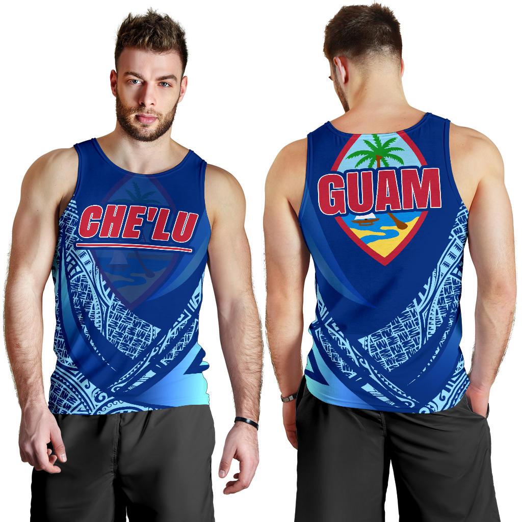 Guam Men's Tank Top - Che'lu Polynesian Patterns Sport Style Blue - Polynesian Pride