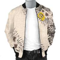 Vanuatu Men's Bomber Jacket - The Beige Hibiscus - Polynesian Pride