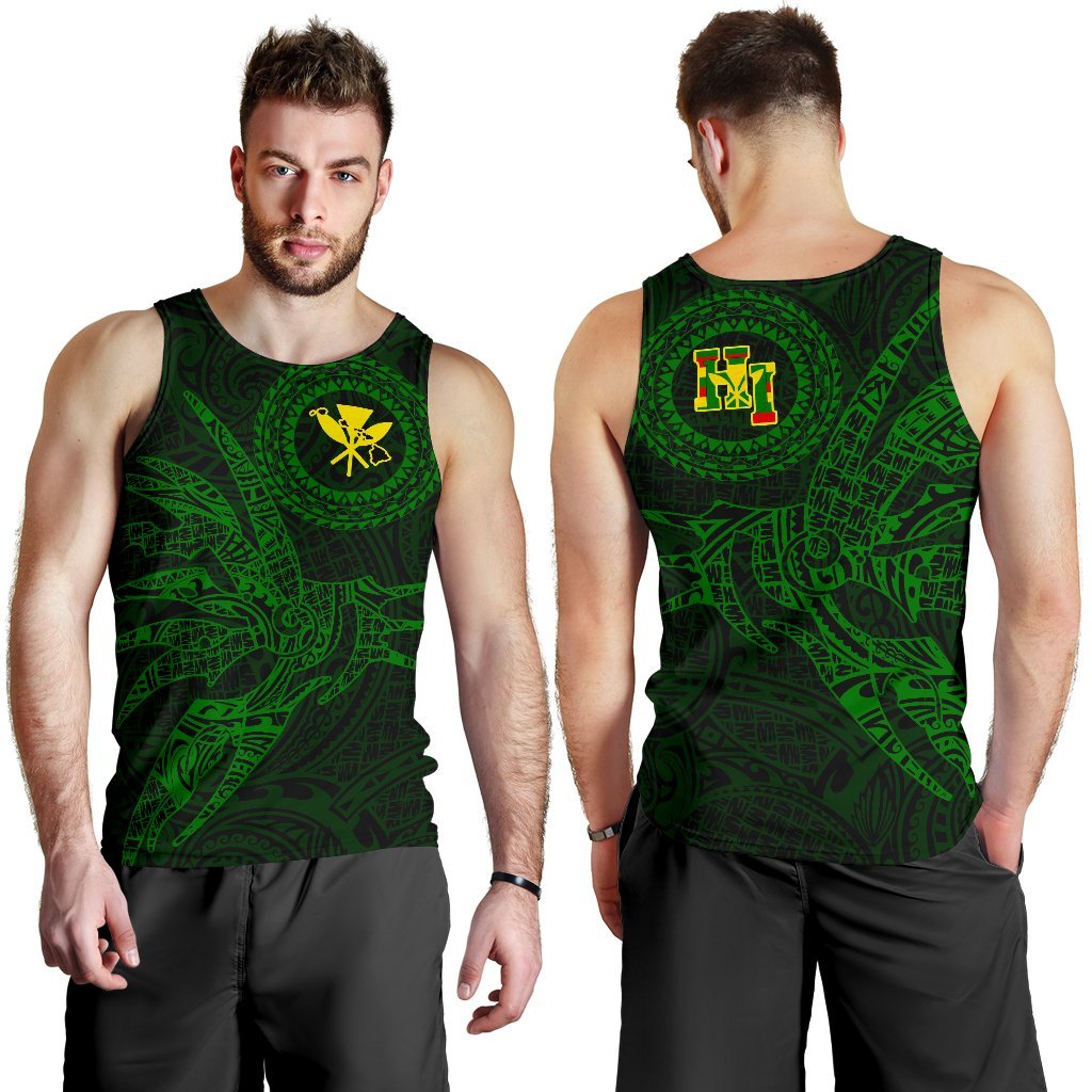 Hawaii Tank Top Polynesian Kanaka Map Hawaiian Men's Tank Top - Green Kanaka - TT Style Art - Polynesian Pride