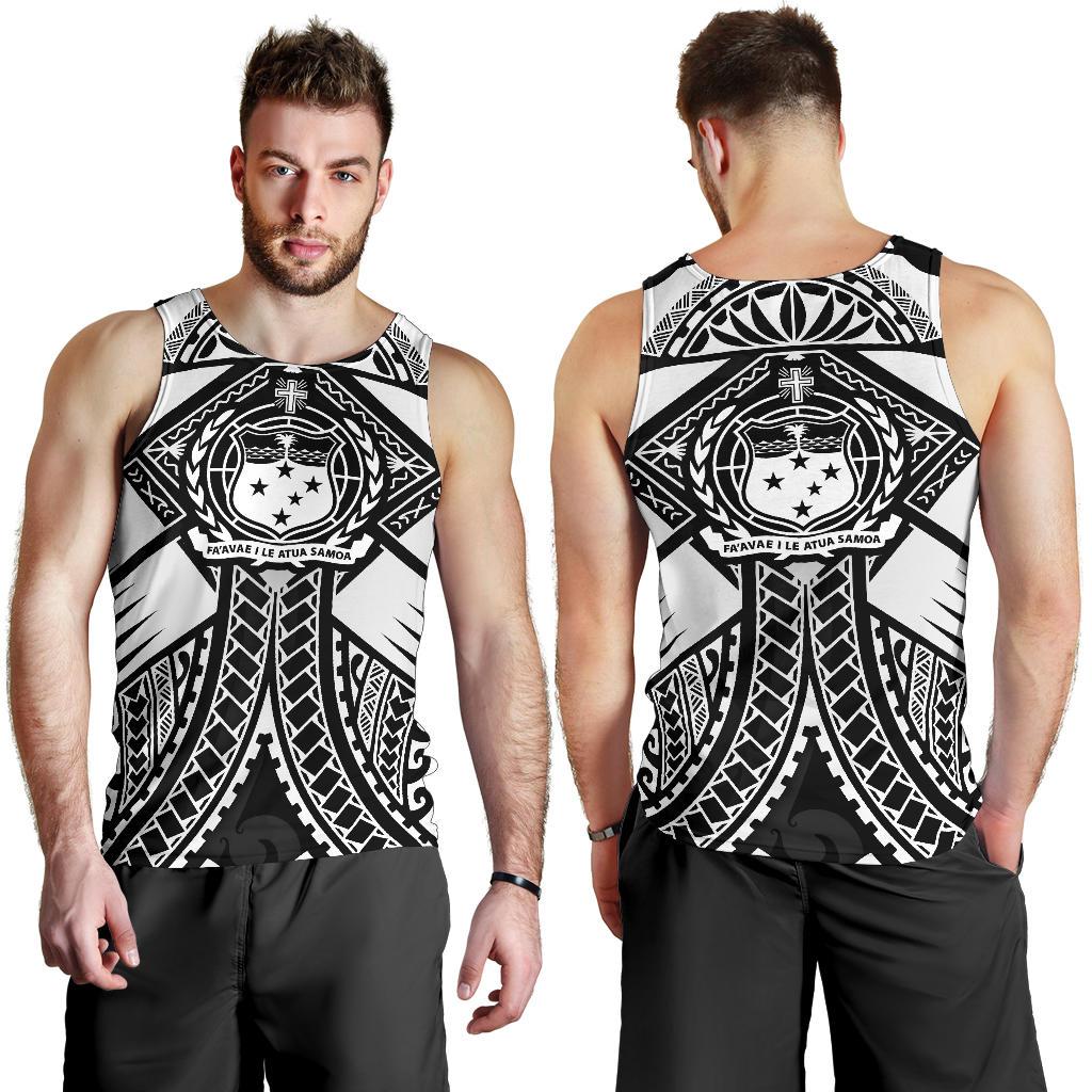 Samoa Polynesian Men's Tank Top - Samoa White Seal with Polynesian Tattoo - Polynesian Pride