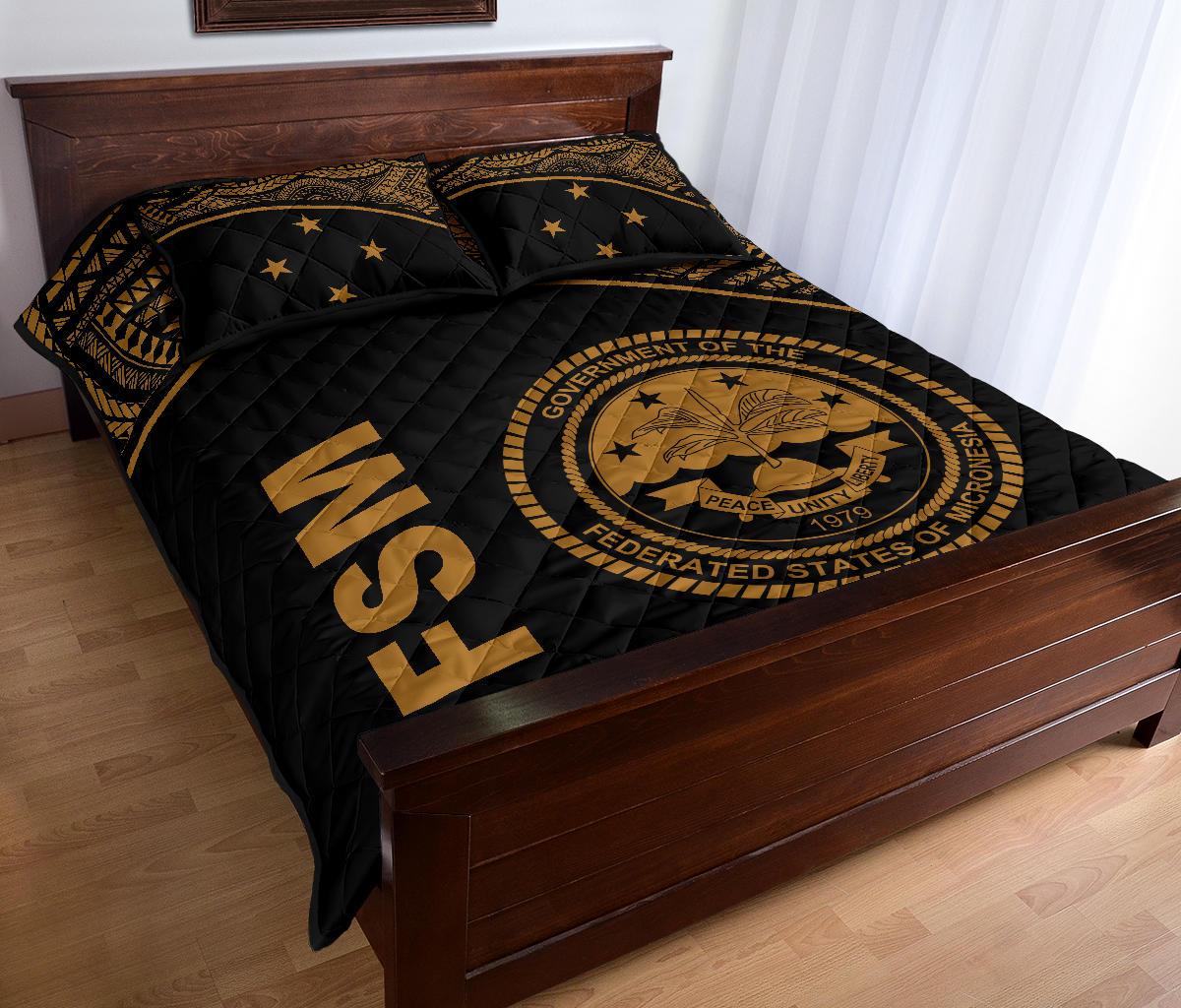 Federated States of Micronesia Quilt Bed Set - Federated States of Micronesia Seal Curve Version - Polynesian Pride