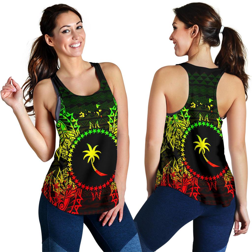 Chuuk Polynesian Women Tank Top Map Reggae - Polynesian Pride