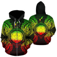 Northern Mariana Islands Polynesian All Over Zip up Hoodie Map Reggae Unisex Reggae - Polynesian Pride